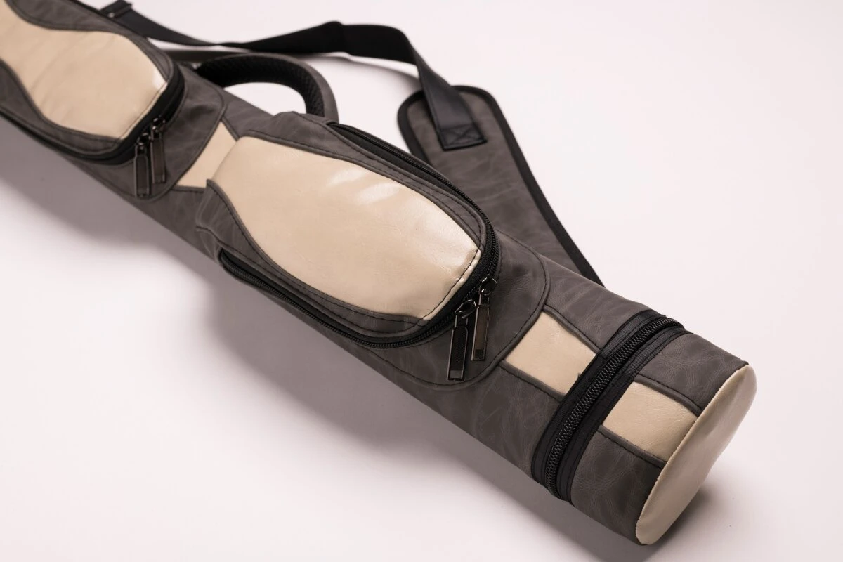 CUEL Billard-Köcher Suede Grey 2/2 für Pool-Billard-Queues, aus Kunst-Wildleder, mit Schultergurt, Tragegriff und zwei Seitentaschen für Billardzubehör