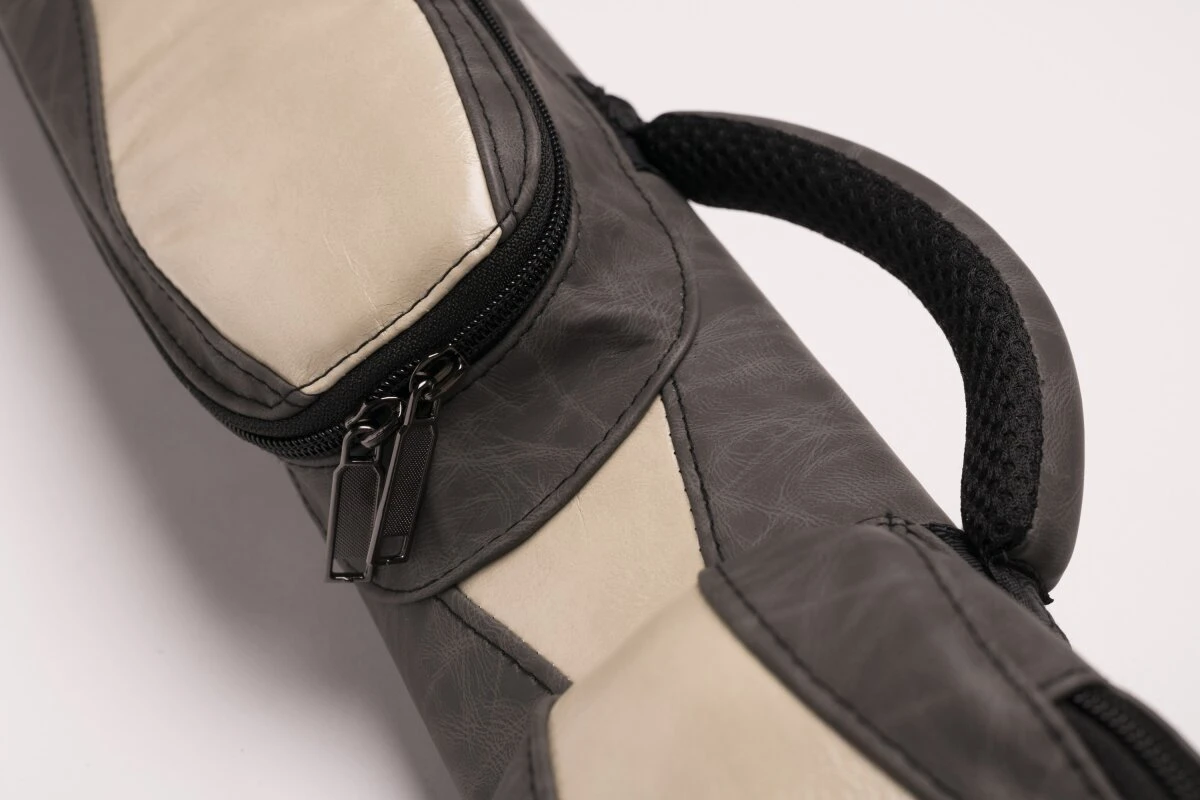 CUEL Billard-Köcher Suede Grey 2/2 für Pool-Billard-Queues, aus Kunst-Wildleder, mit Schultergurt, Tragegriff und zwei Seitentaschen für Billardzubehör
