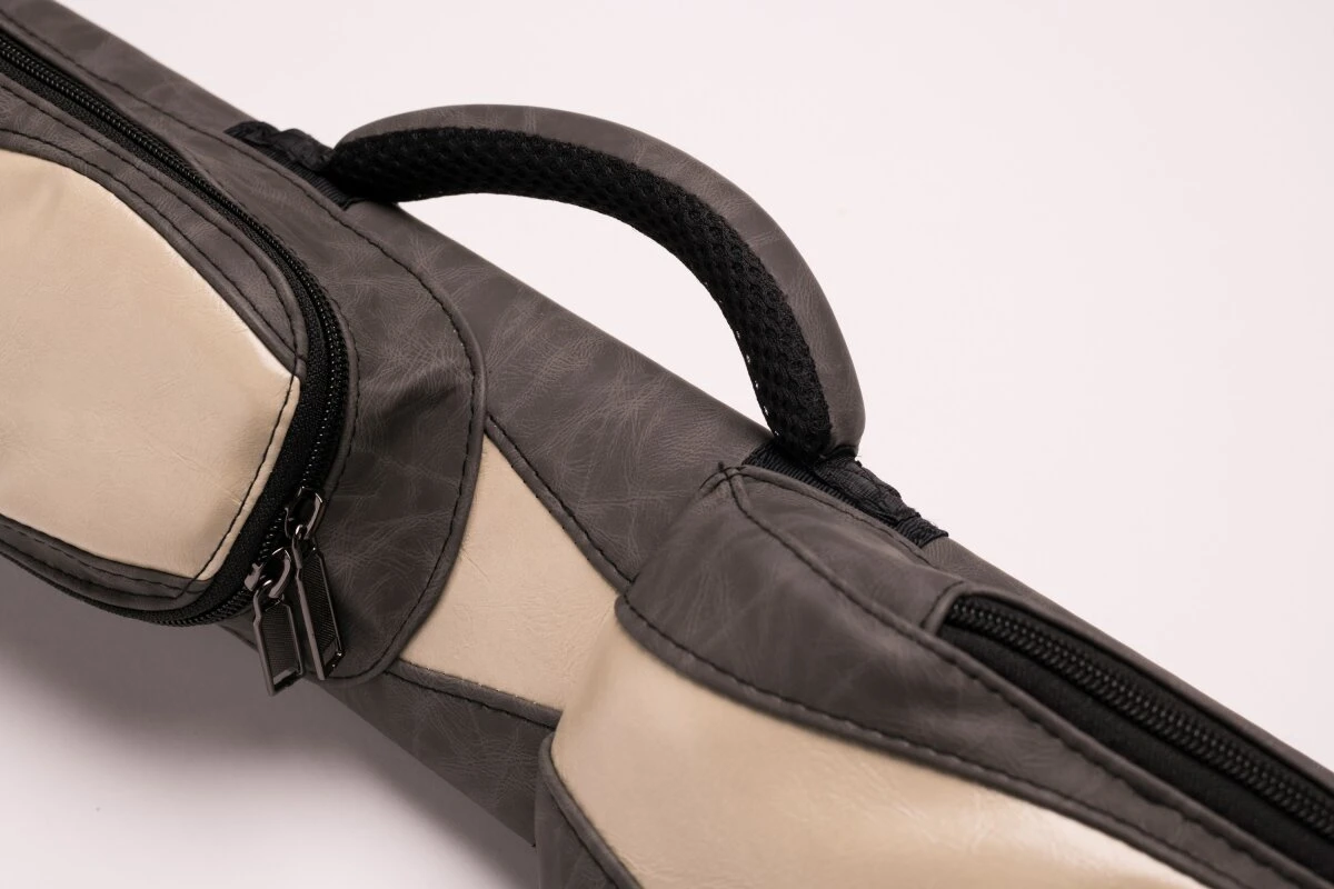 CUEL Billard-Köcher Suede Grey 2/2 für Pool-Billard-Queues, aus Kunst-Wildleder, mit Schultergurt, Tragegriff und zwei Seitentaschen für Billardzubehör
