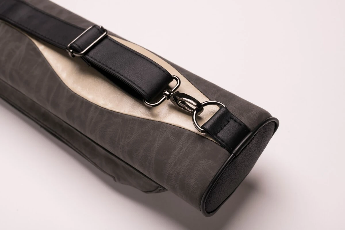 CUEL Billard-Köcher Suede Grey 2/2 für Pool-Billard-Queues, aus Kunst-Wildleder, mit Schultergurt, Tragegriff und zwei Seitentaschen für Billardzubehör