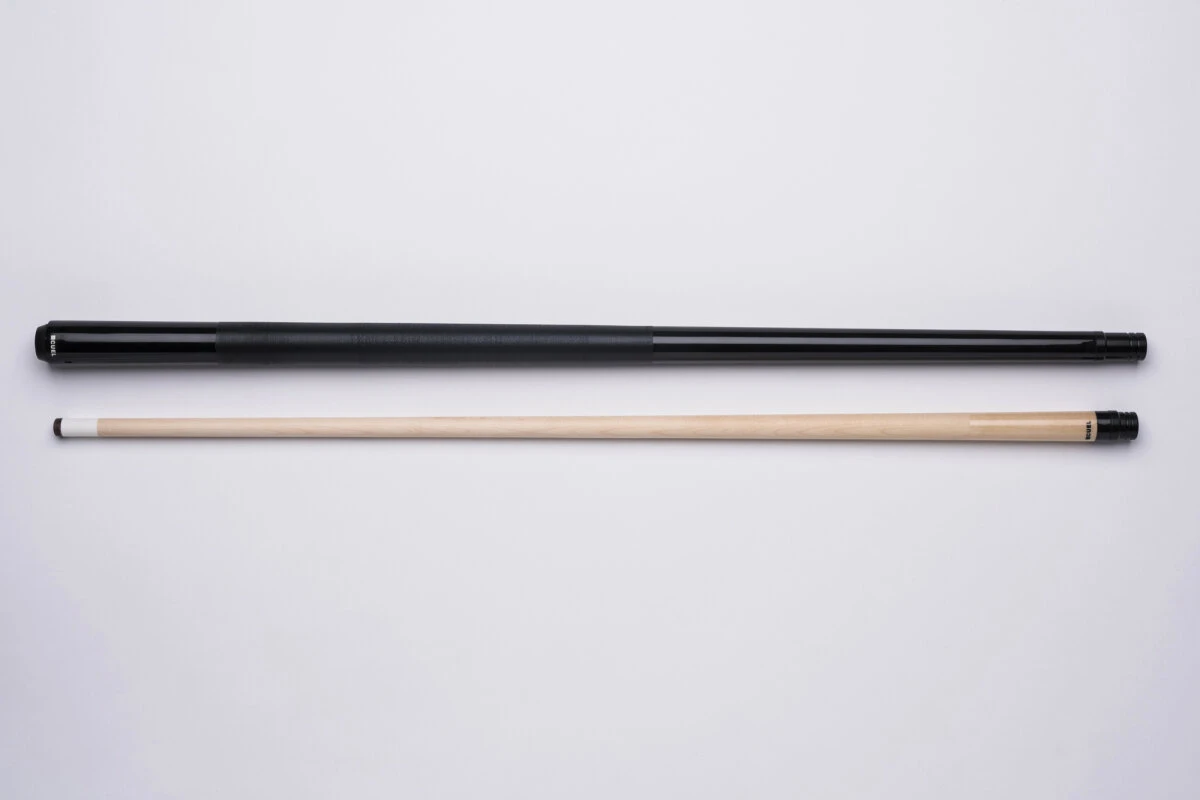 CUEL Code Black Billard-Queue schwarz für Poolbillard, 2-teilig, mit Vollholz-Oberteil, Leinen-Griffband, 3/8x10-Gewinde