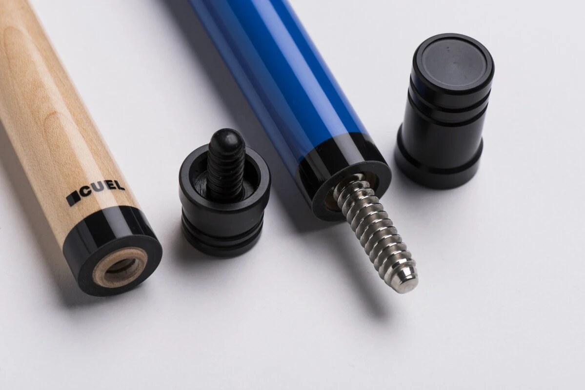 CUEL Code Blue Billard-Queue blau für Poolbillard, 2-teilig, mit Vollholz-Oberteil, Leinen-Griffband, 3/8x10-Gewinde