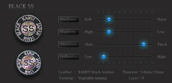 Kamui Black Mehrschichtleder, verschiedene Härtegrade