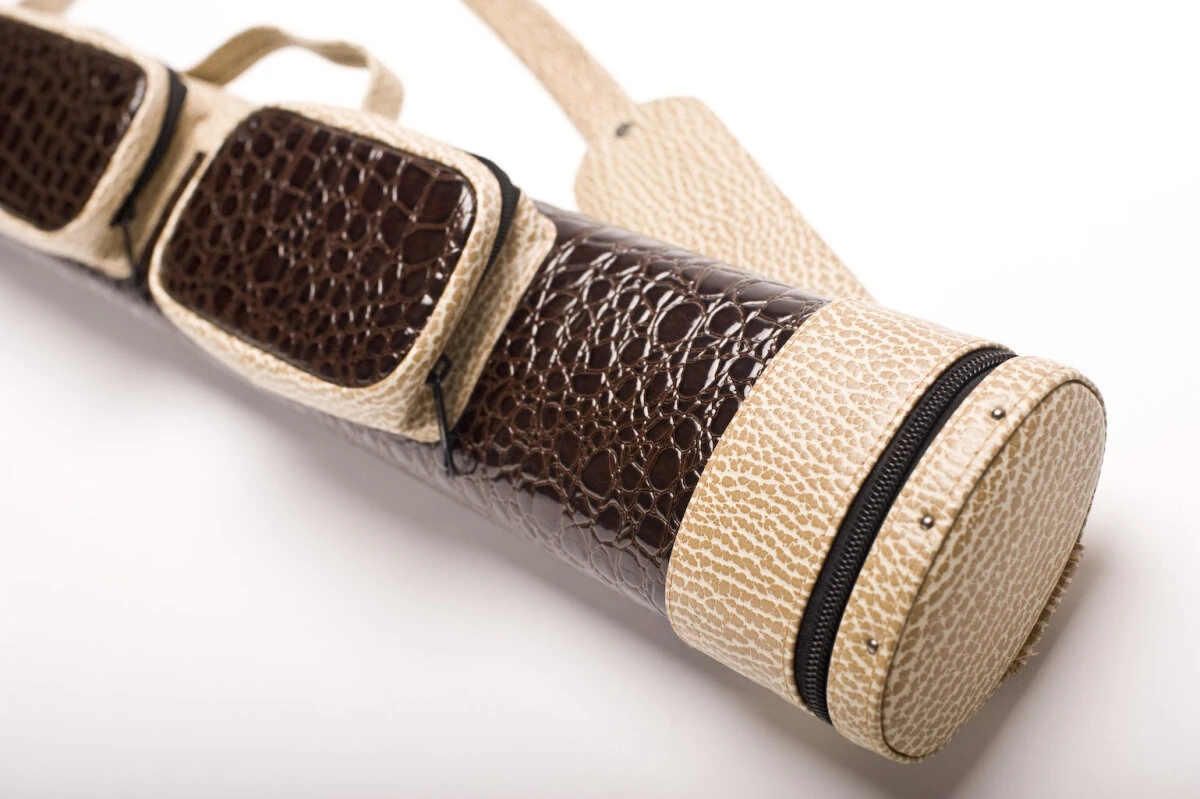 CUEL Billard-Köcher Alligator 2/2 für Pool-Billard-Queues, aus Kunstleder, mit Schultergurt, Tragegriff und zwei Seitentaschen für Billardzubehör