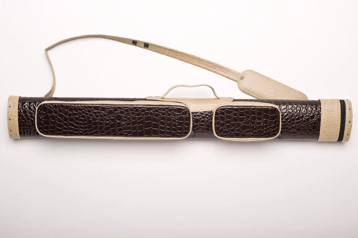 CUEL Billard-Köcher Alligator 2/2 für Pool-Billard-Queues, aus Kunstleder, mit Schultergurt, Tragegriff und zwei Seitentaschen für Billardzubehör