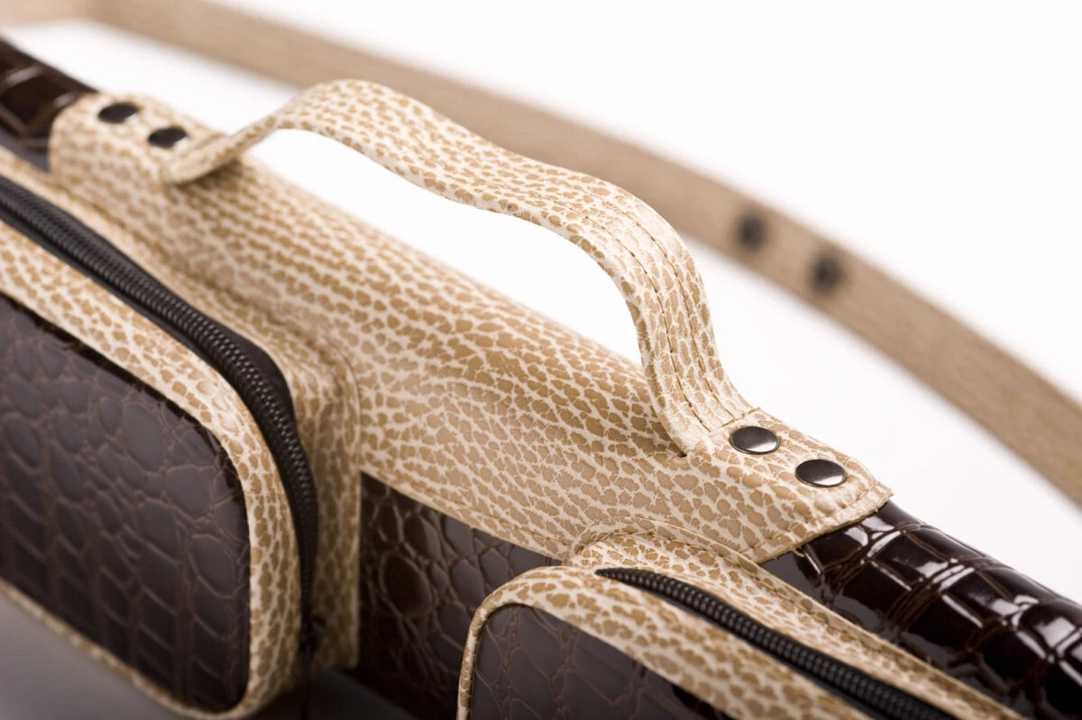 CUEL Billard-Köcher Alligator 2/2 für Pool-Billard-Queues, aus Kunstleder, mit Schultergurt, Tragegriff und zwei Seitentaschen für Billardzubehör