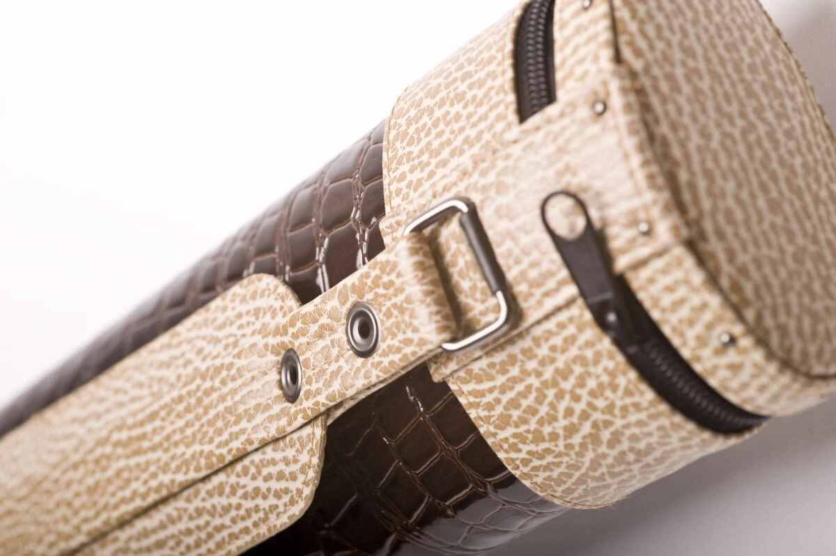 CUEL Billard-Köcher Alligator 2/2 für Pool-Billard-Queues, aus Kunstleder, mit Schultergurt, Tragegriff und zwei Seitentaschen für Billardzubehör