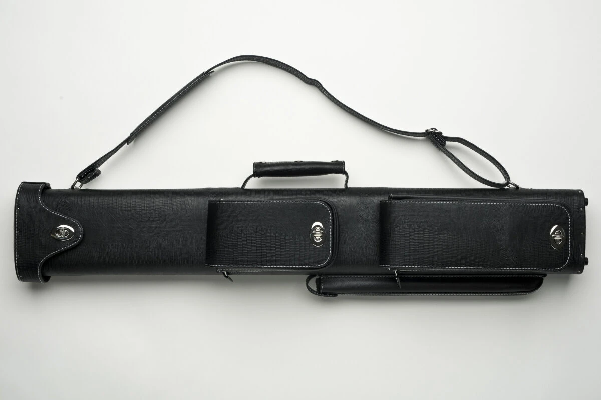 Cuel Billard-Köcher „Hustler Black“ 3/5 für Pool-Billard-Queues, schwarz, aus feinem Kunstleder, mit drei Seitentaschen für Billardzubehör
