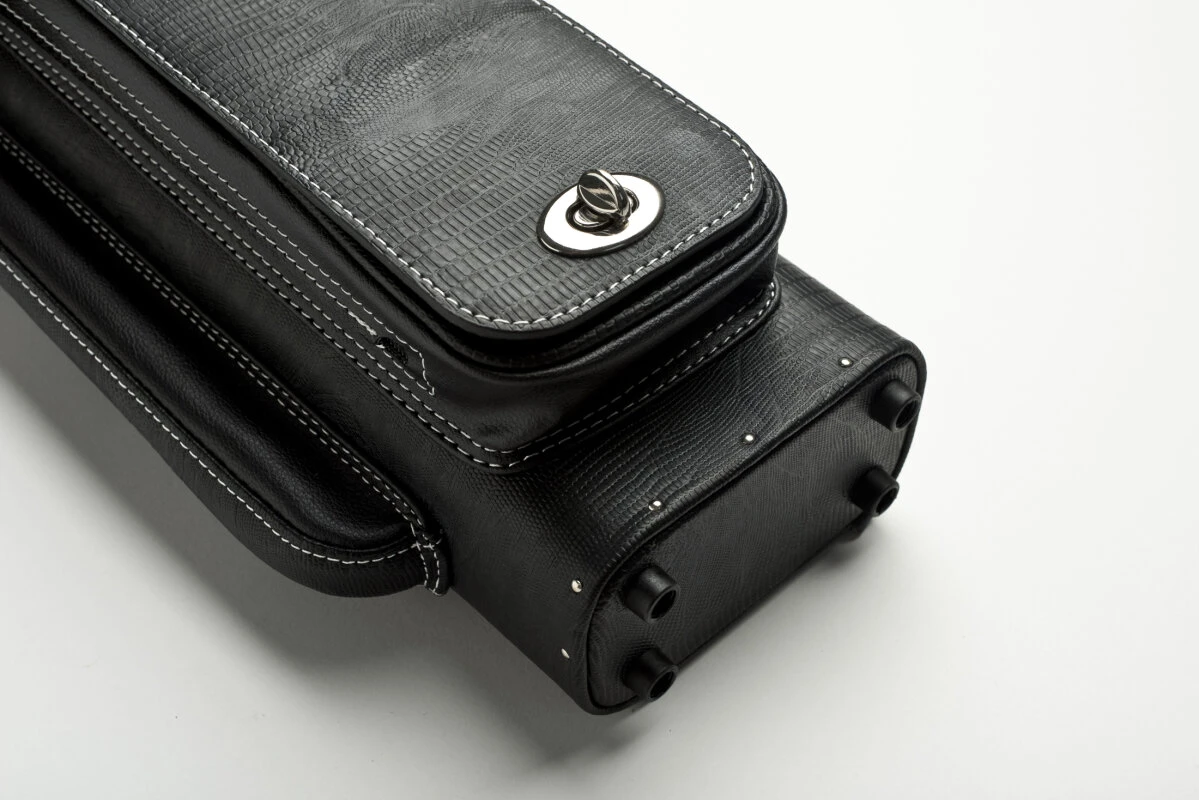 Cuel Billard-Köcher „Hustler Black“ 3/5 für Pool-Billard-Queues, schwarz, aus feinem Kunstleder, mit drei Seitentaschen für Billardzubehör