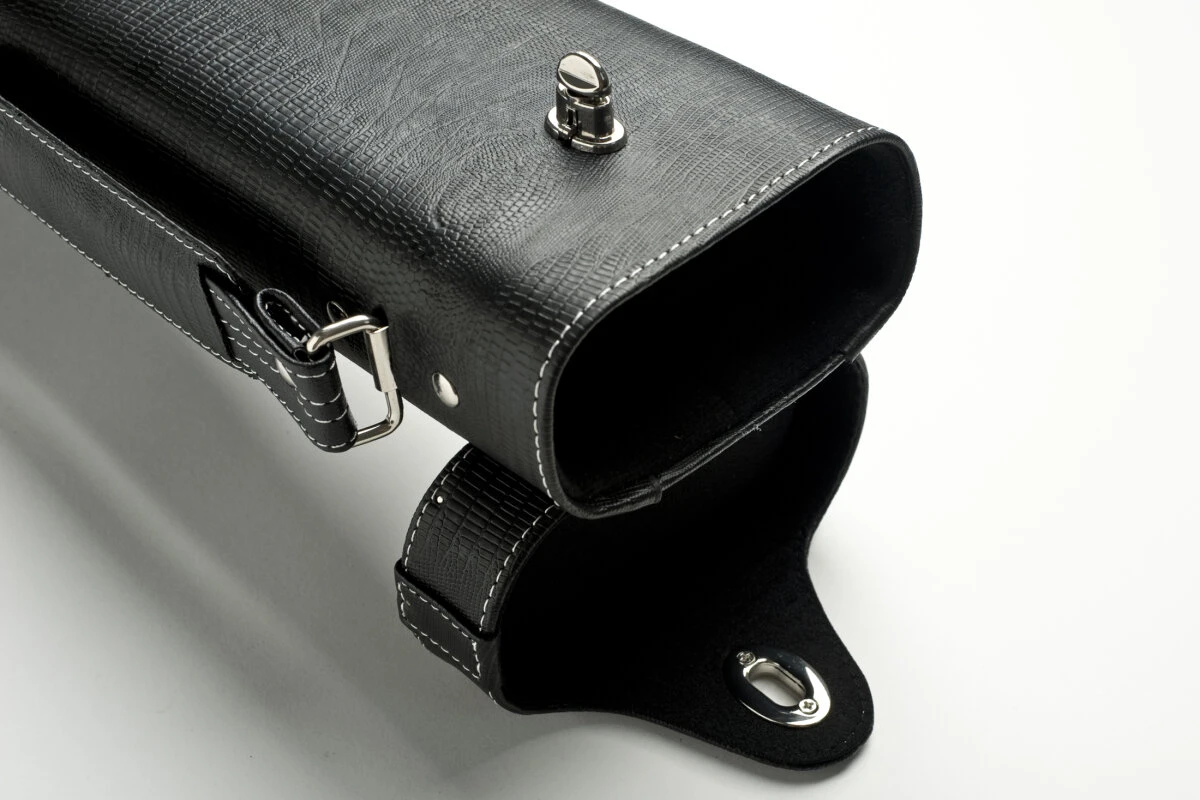Cuel Billard-Köcher „Hustler Black“ 3/5 für Pool-Billard-Queues, schwarz, aus feinem Kunstleder, mit drei Seitentaschen für Billardzubehör