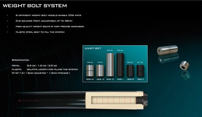 Universal-Gewichts-Set für Pool- und Carambolage-Queues von Buffalo, Adam und Universal